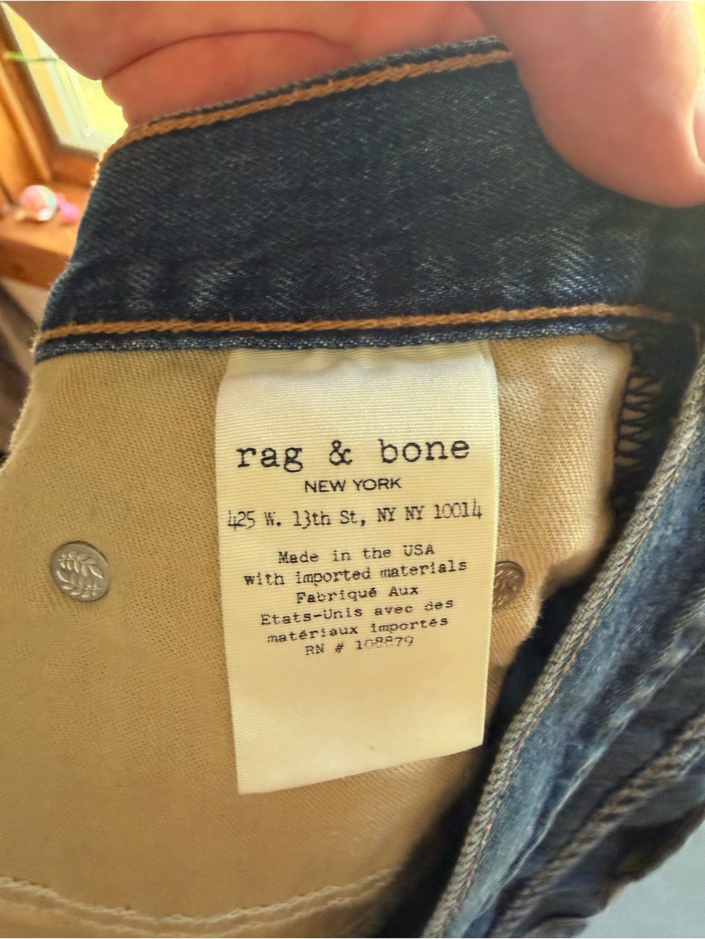 rag & bone Dark Indigo Frayed Hem Denim Shorts - Picture 4 of 5
